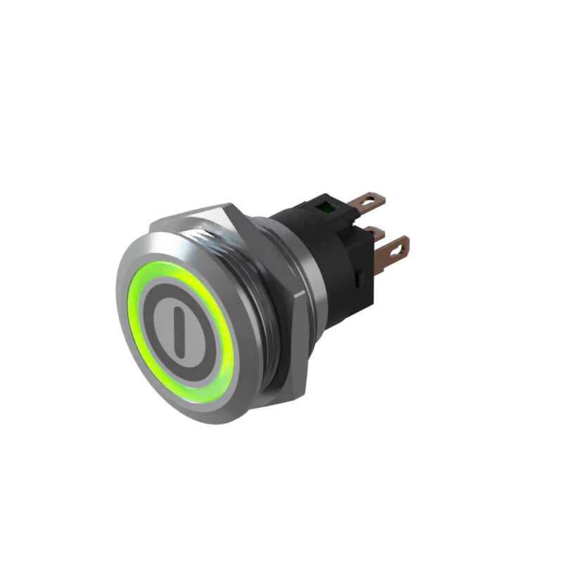 Illuminated push button, Series 82, Ø 25 mm, Flush, Silver, IP65, IP67 ...